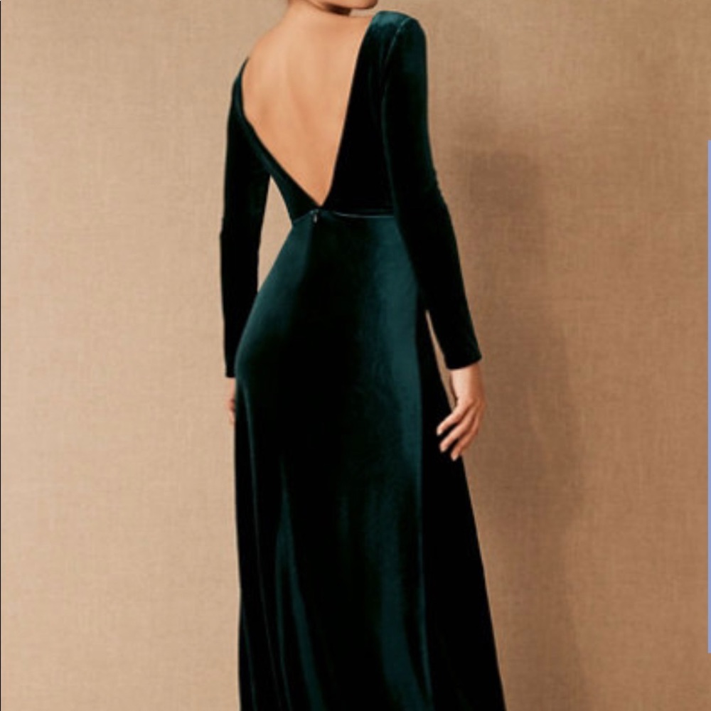 Brand new tags on Jenny Yoo Ryland bridesmaid gown in emerald green velvet.